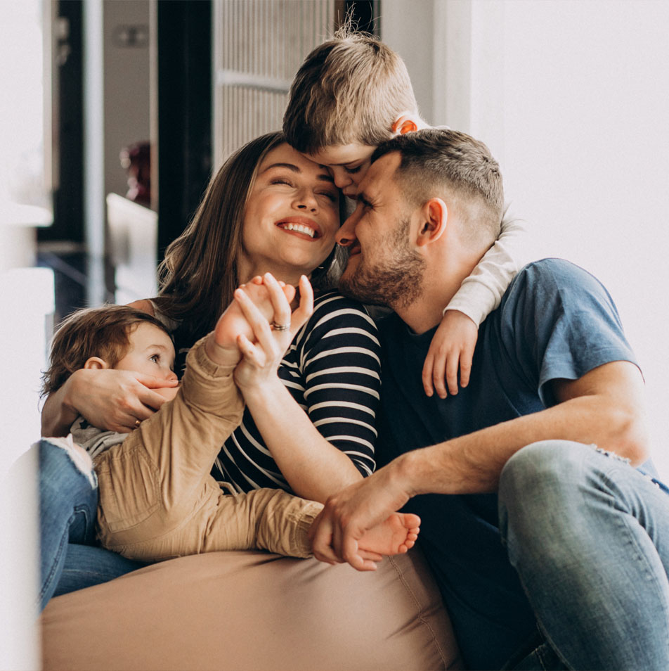 Happy family smiling